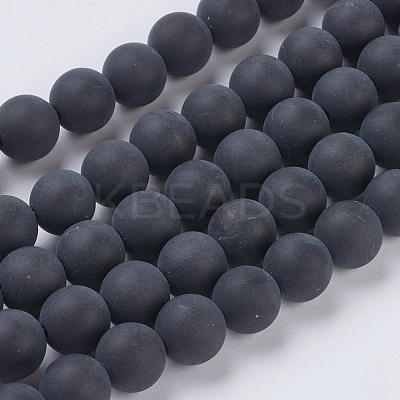 Natural Black Agate Beads Strands X-G-G447-4A-1