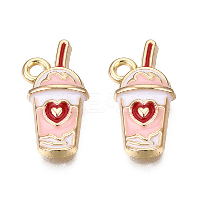 Eco-Friendly Zinc Alloy Milkshake Pendants X-ENAM-R051-16-03G-NR-1