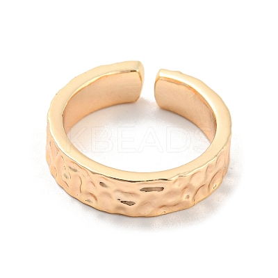 Brass Textured Open Cuff Ring RJEW-E291-01G-1