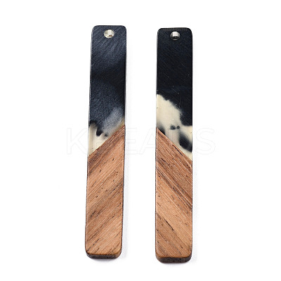 Transparent Resin & Walnut Wood Big Pendants RESI-N025-034-C01-1