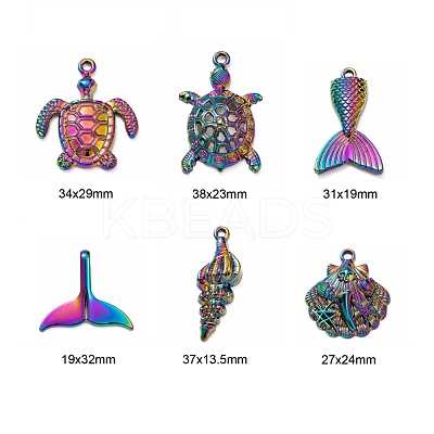 12Pcs 6 Style Ocean Themed Alloy Pendants FIND-LS0001-01-1