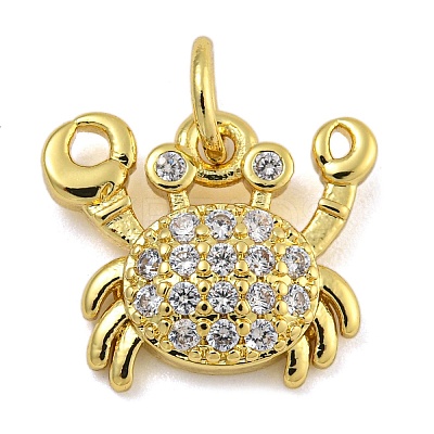 Marine Theme Rack Plating Brass Micro Pave Cubic Zirconia Pendants KK-I718-28G-02-1