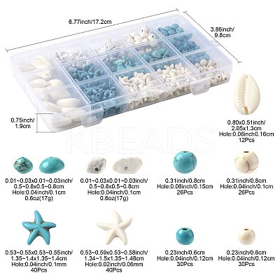 192Pcs 6 Styles Synthetic Turquoise Beads TURQ-FS0001-07-1