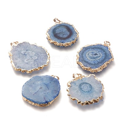 Dyed Natural Druzy Solar Quartz Crystal Pendants G-F693-01J-G-1