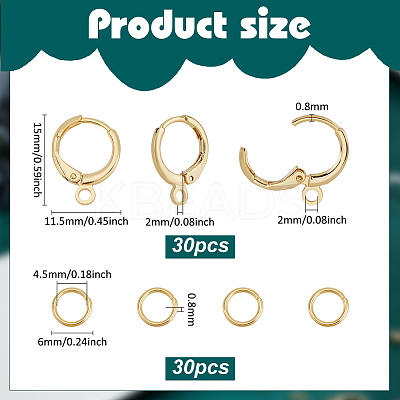 Brass Leverback Earring Findings KK-PH0012-67-1