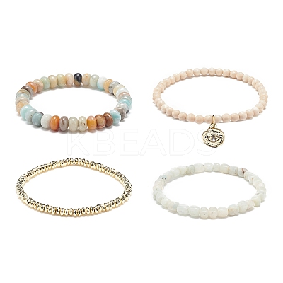 4Pcs 4 Style Natural & Synthetic Mixed Gemstone Stretch Bracelets Set BJEW-JB09003-1