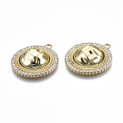 Rack Plating Alloy Crystal Rhinestone Pendants PALLOY-S132-219A-RS-1