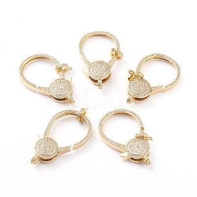 Brass Micro Pave Clear Cubic Zirconia Lobster Claw Clasps ZIRC-I043-38G-1