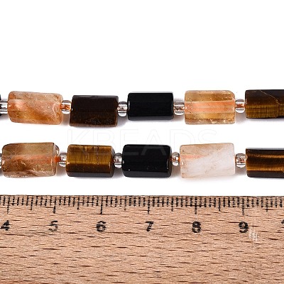 Natural Mixed Obsidian & Citrine & Tiger Eye Strands G-Q614-01A-05-1