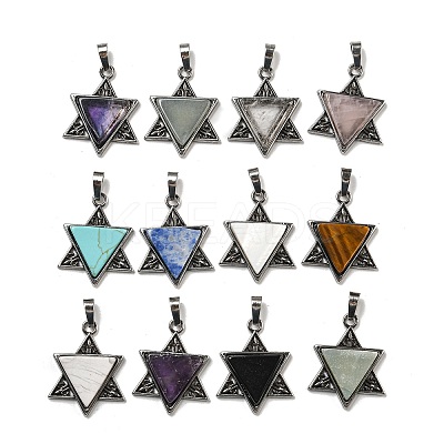 Natural & Synthetic Mixed Gemstone Pendants G-G147-08AS-1