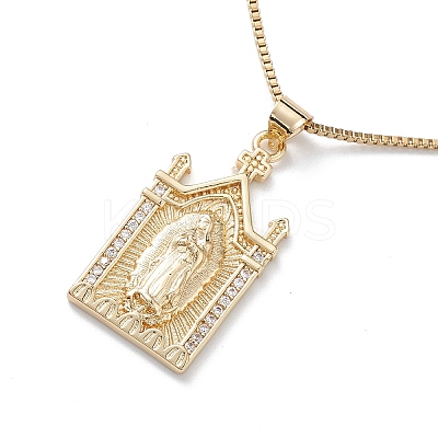 Clear Cubic Zirconia Religion Pendant Necklace NJEW-F307-01E-1