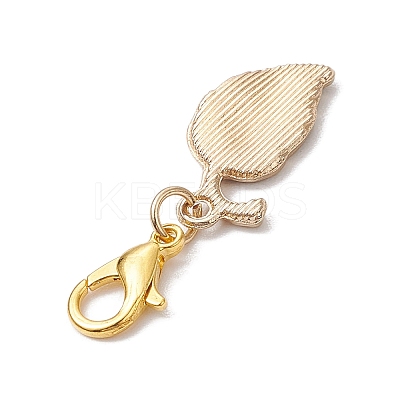 Alloy Enamel Leaf Pendant Decorations HJEW-JM02729-1