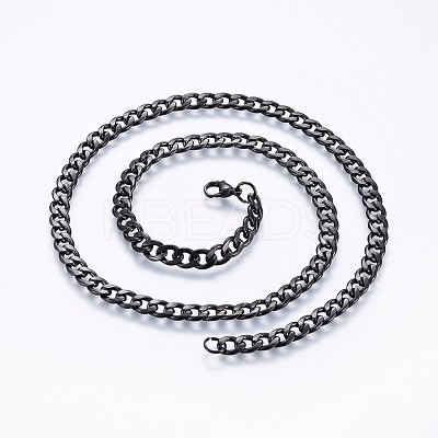 304 Stainless Steel Curb Chain Necklaces NJEW-O102-02B-1