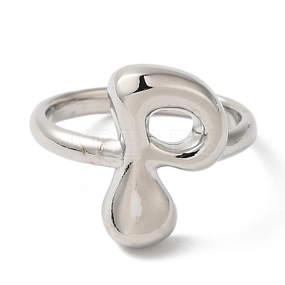 Initials Brass Open Cuff Ring for Women RJEW-N046-02P-P-1