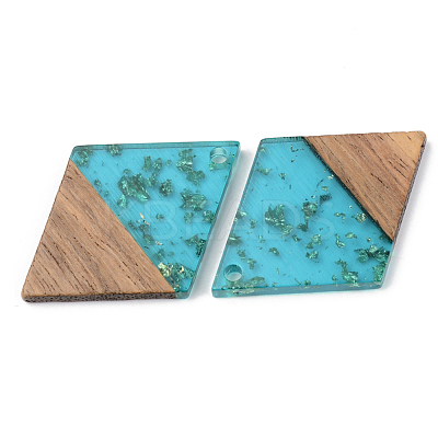 Transparent Resin & Walnut Wood Pendants RESI-S389-012A-B03-1