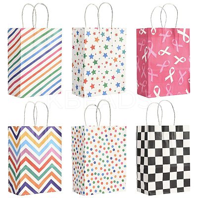 12Pcs 6 Colors Print Paper Packing Tote Bags CARB-FS0001-05-1