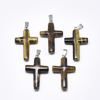 Natural Tiger Eye Pendants X-G-T122-18K-1