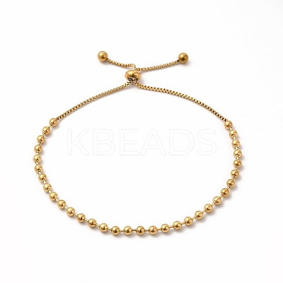 Ion Plating(IP) 304 Stainless Steel Ball Chains Slider Bracelet for Women BJEW-E074-01G-1