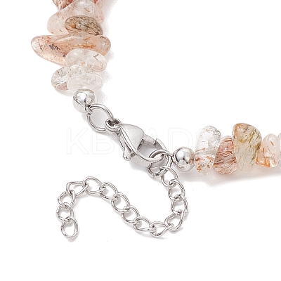 Natural Black Gold Rutilated Quartz Chip Beaded Anklets for Women AJEW-AN00695-1