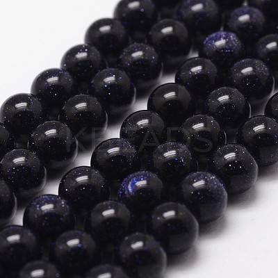 Synthetic Blue Goldstone Beads Strands G-D840-81-8mm-1