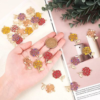 24Pcs 4 Color Transparent Epoxy Resin Pendants ENAM-NB0001-59-1