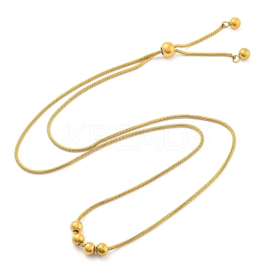 Round Beaded 304 Stainless Steel Pendant Necklaces for Women NJEW-G137-01G-1