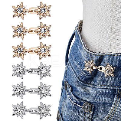 10Pcs 2 Colors Star Alloy Adjustable Jean Button Pins AJEW-ME0002-24-1