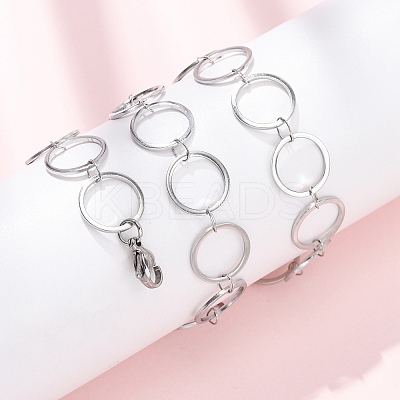 304 Stainless Steel 12MM Ring Link Chain Necklaces NJEW-P343-01C-P-1