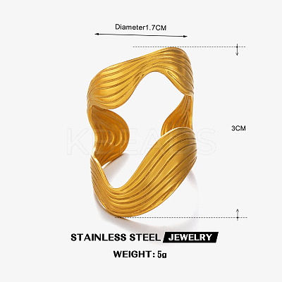 Wave Shape 304 Stainless Steel Cuff Rings for Women FS-WG77DEA-01-1