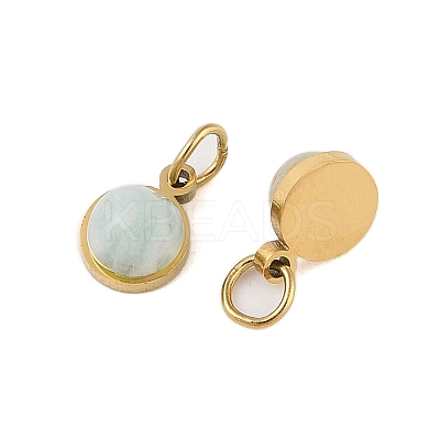 Ion Plating(IP) Natural Amazonite Half Round Charms with Jump Ring STAS-A097-05G-13-1