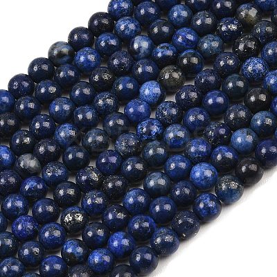 Dyed Natural Grade AA Lapis Lazuli Round Bead Strands X-G-M290-6mm-AA-1