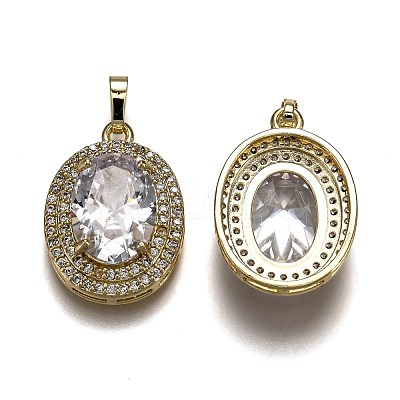 Golden Plated Brass Micro Pave Clear Cubic Zirconia Pendants ZIRC-F123-02E-1