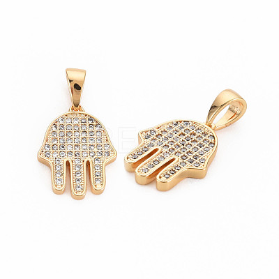 Brass Micro Pave Clear Cubic Zirconia Pendants KK-S364-266-1