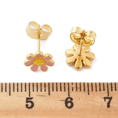 304 Stainless Steel Enamel Stud Earrings EJEW-B009-18G-1