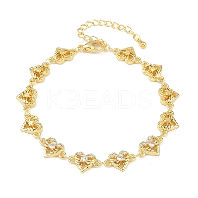 Brass Micro Pave Clear Cubic Zirconia Link Chain Bracelets for Women BJEW-A090-09C-G-1