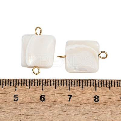 Natural Shell Square Connector Charms STAS-D378-27G-1