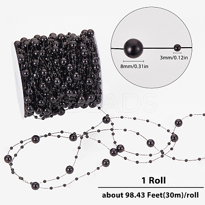 1 Roll Plastic Round Beaded Link Chains DIY-SC0024-96A-1