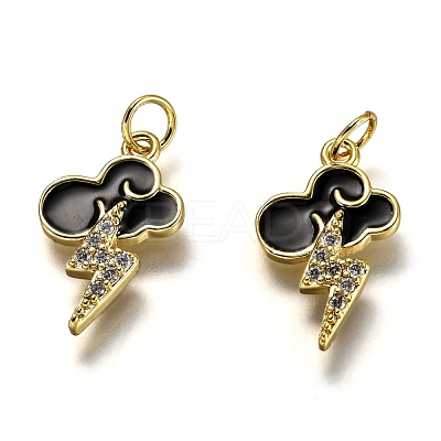 Brass Micro Pave Clear Cubic Zirconia Pendants ZIRC-B0003-22G-1