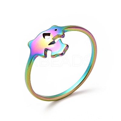 Ion Plating(IP) 201 Stainless Steel Triple Star Finger Ring for Women RJEW-G266-26M-1