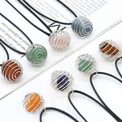 DIY Gemstone Cage Necklace Making Kit DIY-HY0001-34-1