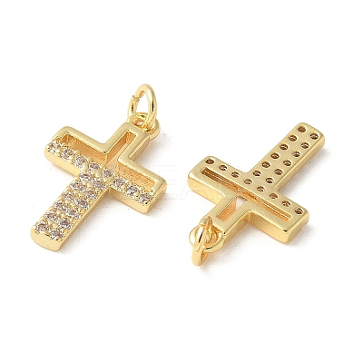 Brass Micro Pave Clear Cubic Zirconia Pendants KK-Q031-35G-03-1