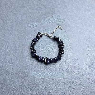 Synthetic Blue Goldstone Chip Beaded Bracelets for Women IW6789-18-1