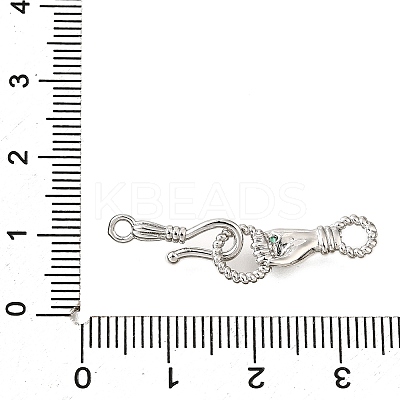 Brass Micro Pave Green Cubic Zirconia Fold Over Clasps KK-D356-15P-1