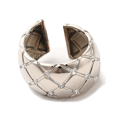 Brass Micro Pave Cubic Zirconia Open Cuff Rings RJEW-P098-25P-1