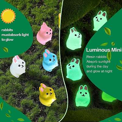 36Pcs 6 Colors Rabbit Luminous Resin Display Decorations DJEW-SZ0001-09-1