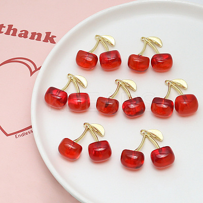 Transparent Resin Imitation Fruit Pendants INS-PW0001-06-1