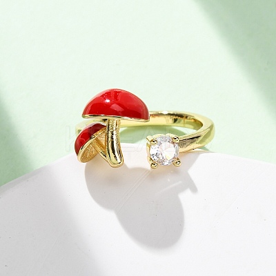 Brass Micro Pave Cubic Zirconia Open Cuff Rings for Women RJEW-U057-26G-02-1