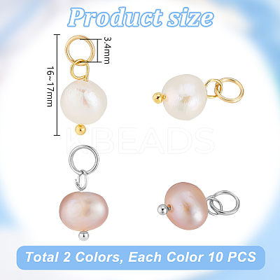 20Pcs 2 Colors Natural Cultured Freshwater Pearl Pendants PALLOY-AB00238-1