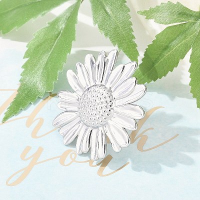 Anti-Tarnish 304 Stainless Steel Flower Open Cuff Rings RJEW-M047-11P-1