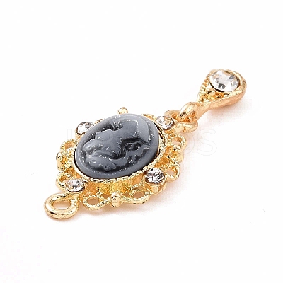 Alloy Cameo Oval Resin Pendants ENAM-M055-38G-02-1